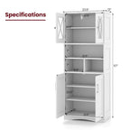 Armoire de salle de bain haute Costway, grand meuble de rangement au sol avec revêtement acrylique - Voir les détails