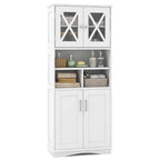Armoire de salle de bain haute Costway, grand meuble de rangement au sol avec revêtement acrylique - Voir les détails