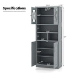 Armoire de salle de bain haute Costway, grand meuble de rangement au sol avec revêtement acrylique - Voir les détails