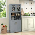 Armoire de salle de bain haute Costway, grand meuble de rangement au sol avec revêtement acrylique - Voir les détails