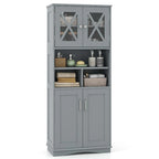 Armoire de salle de bain haute Costway, grand meuble de rangement au sol avec revêtement acrylique - Voir les détails