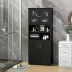Armoire de salle de bain haute Costway, grand meuble de rangement au sol avec revêtement acrylique - Voir les détails