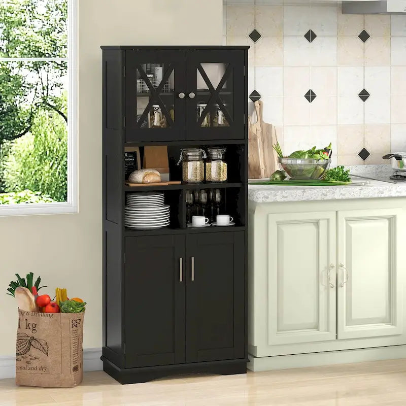 Armoire de salle de bain haute Costway, grand meuble de rangement au sol avec revêtement acrylique - Voir les détails