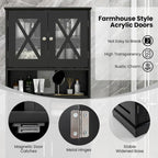 Armoire de salle de bain haute Costway, grand meuble de rangement au sol avec revêtement acrylique - Voir les détails