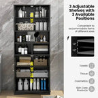 Armoire de salle de bain haute Costway, grand meuble de rangement au sol avec revêtement acrylique - Voir les détails