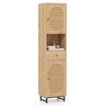 Armoire de salle de bain haute Costway 67 avec 2 portes et compartiment ouvert - Voir les détails