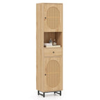 Armoire de salle de bain haute Costway 67 avec 2 portes et compartiment ouvert - Voir les détails