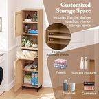 Armoire de salle de bain haute Costway 67 avec 2 portes et compartiment ouvert - Voir les détails