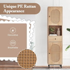Armoire de salle de bain haute Costway 67 avec 2 portes et compartiment ouvert - Voir les détails
