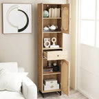 Armoire de salle de bain haute Costway 67 avec 2 portes et compartiment ouvert - Voir les détails