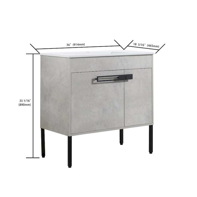 Meuble-lavabo de salle de bain de 61 cm/76 cm/91 cm avec vasque, sur pied ou murale, ensemble vasque en céramique avec étagère réglable