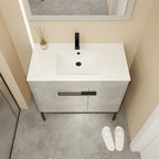 Meuble-lavabo de salle de bain de 61 cm/76 cm/91 cm avec vasque, sur pied ou murale, ensemble vasque en céramique avec étagère réglable