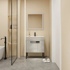 Meuble-lavabo de salle de bain de 61 cm/76 cm/91 cm avec vasque, sur pied ou murale, ensemble vasque en céramique avec étagère réglable