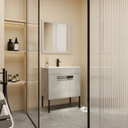 Meuble-lavabo de salle de bain de 61 cm/76 cm/91 cm avec vasque, sur pied ou murale, ensemble vasque en céramique avec étagère réglable