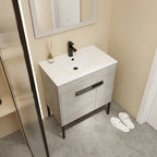Meuble-lavabo de salle de bain de 61 cm/76 cm/91 cm avec vasque, sur pied ou murale, ensemble vasque en céramique avec étagère réglable