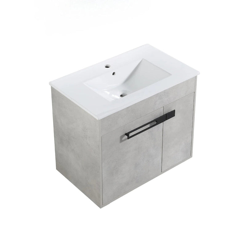 Meuble-lavabo de salle de bain de 61 cm/76 cm/91 cm avec vasque, sur pied ou murale, ensemble vasque en céramique avec étagère réglable