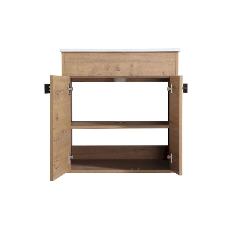 Meuble-lavabo de salle de bain de 61 cm/76 cm/91 cm avec vasque, sur pied ou murale, ensemble vasque en céramique avec étagère réglable