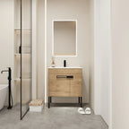 Meuble-lavabo de salle de bain de 61 cm/76 cm/91 cm avec vasque, sur pied ou murale, ensemble vasque en céramique avec étagère réglable