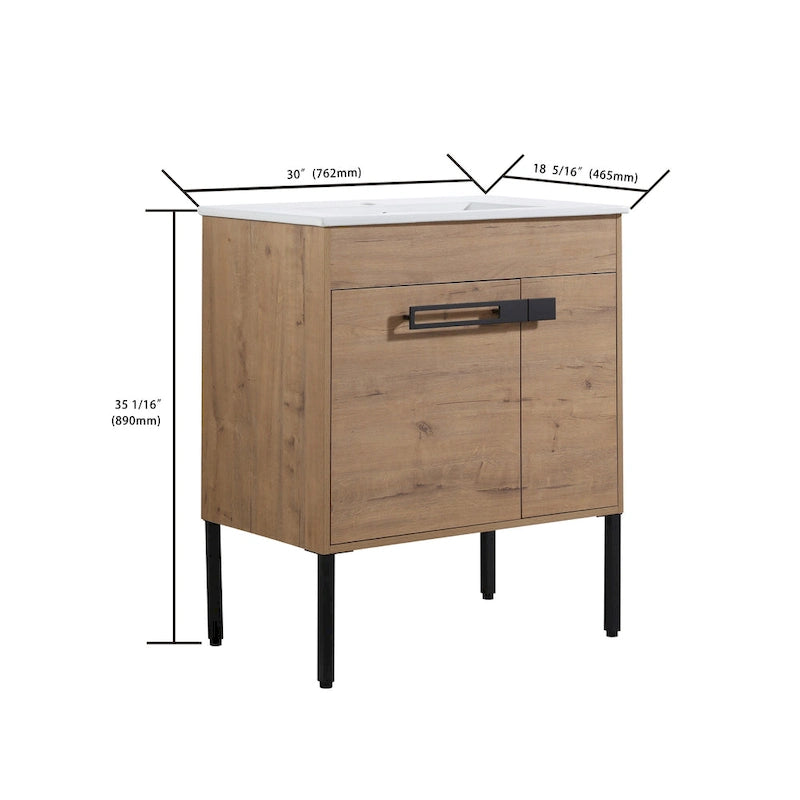 Meuble-lavabo de salle de bain de 61 cm/76 cm/91 cm avec vasque, sur pied ou murale, ensemble vasque en céramique avec étagère réglable