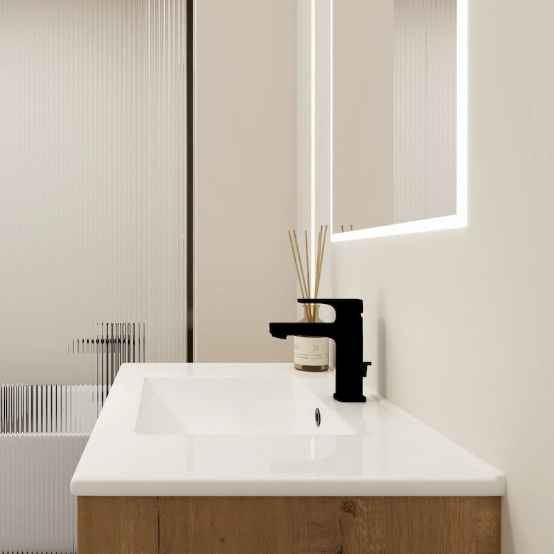 Meuble-lavabo de salle de bain de 61 cm/76 cm/91 cm avec vasque, sur pied ou murale, ensemble vasque en céramique avec étagère réglable