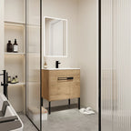 Meuble-lavabo de salle de bain de 61 cm/76 cm/91 cm avec vasque, sur pied ou murale, ensemble vasque en céramique avec étagère réglable