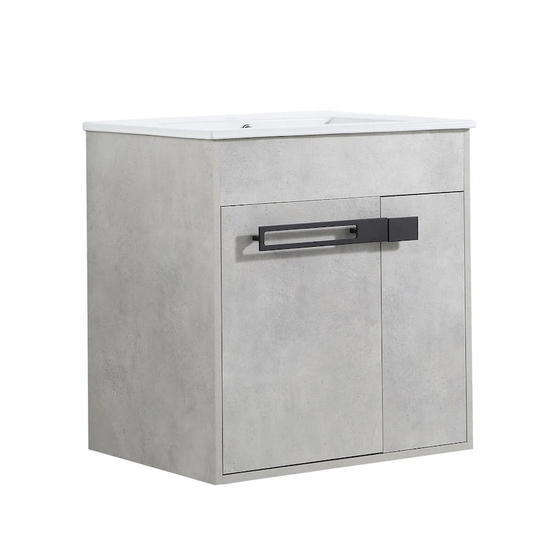 Meuble-lavabo de salle de bain de 61 cm/76 cm/91 cm avec vasque, sur pied ou murale, ensemble vasque en céramique avec étagère réglable