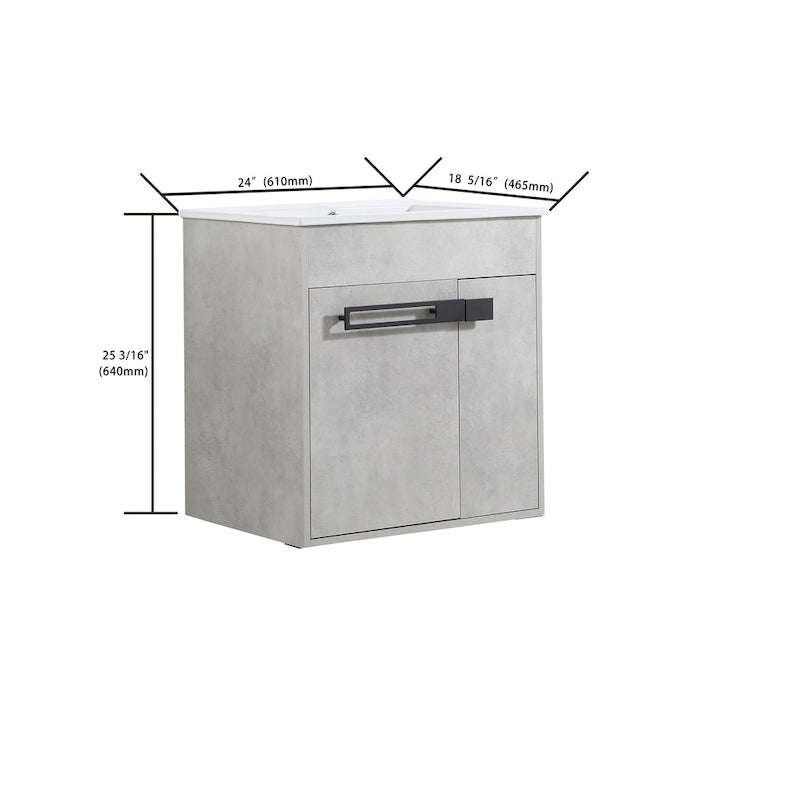 Meuble-lavabo de salle de bain de 61 cm/76 cm/91 cm avec vasque, sur pied ou murale, ensemble vasque en céramique avec étagère réglable