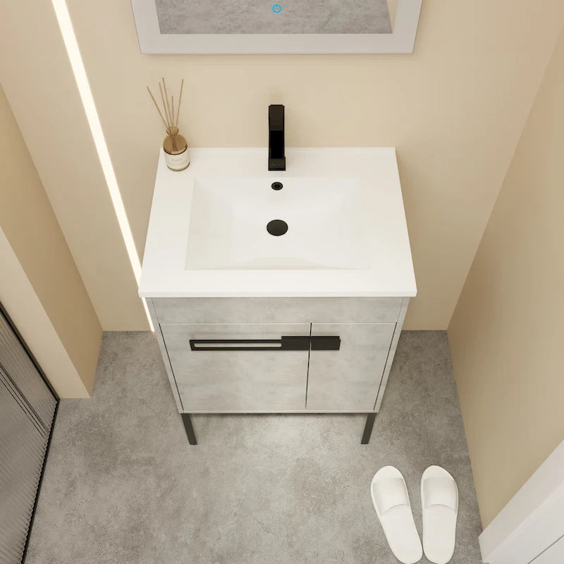 Meuble-lavabo de salle de bain de 61 cm/76 cm/91 cm avec vasque, sur pied ou murale, ensemble vasque en céramique avec étagère réglable