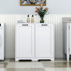 Meuble de salle de bain autoportant avec panier à linge inclinable et étagère réglable - Conception d'étagère de porte