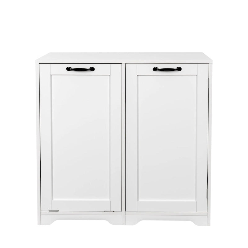 Meuble de salle de bain autoportant avec panier à linge inclinable et étagère réglable - Conception d'étagère de porte