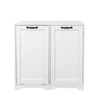Meuble de salle de bain autoportant avec panier à linge inclinable et étagère réglable - Conception d'étagère de porte