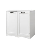 Meuble de salle de bain autoportant avec panier à linge inclinable et étagère réglable - Conception d'étagère de porte
