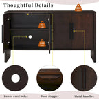 Buffet en bois à 4 portes avec étagères réglables et longues poignées