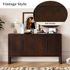 Buffet en bois à 4 portes avec étagères réglables et longues poignées