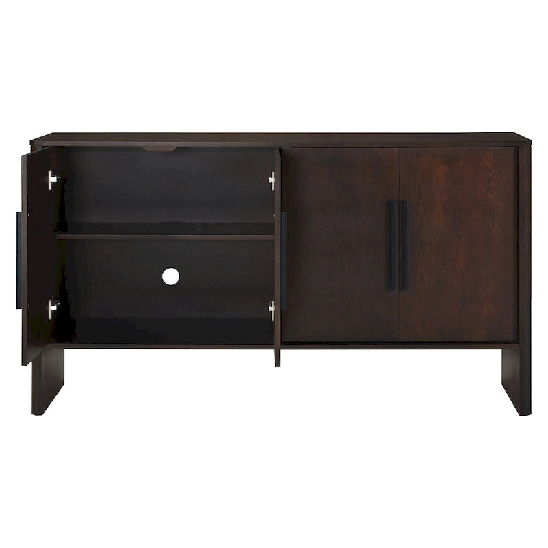 Buffet en bois à 4 portes avec étagères réglables et longues poignées