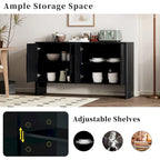 Buffet en bois à 4 portes avec étagères réglables et longues poignées