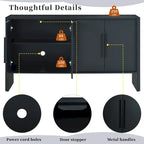 Buffet en bois à 4 portes avec étagères réglables et longues poignées