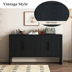 Buffet en bois à 4 portes avec étagères réglables et longues poignées