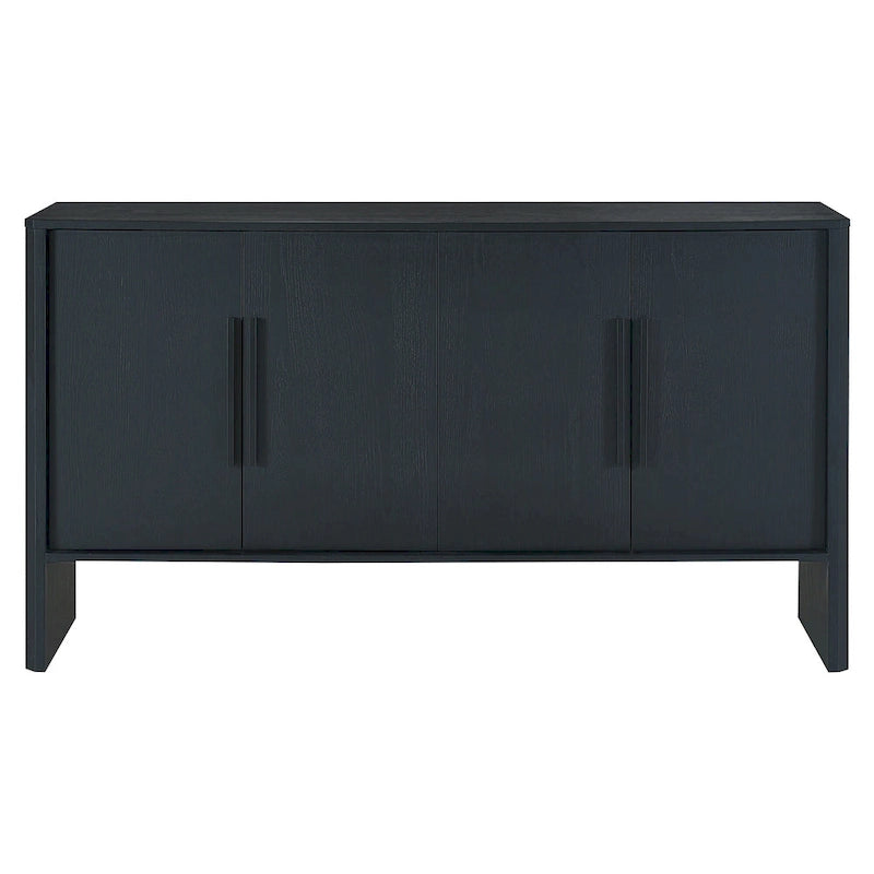 Buffet en bois à 4 portes avec étagères réglables et longues poignées