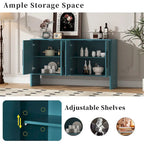 Buffet en bois à 4 portes avec étagères réglables et longues poignées