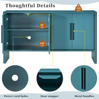 Buffet en bois à 4 portes avec étagères réglables et longues poignées