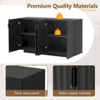 Buffet à 4 portes cannelées avec étagères réglables