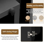 Buffet à 4 portes cannelées avec étagères réglables