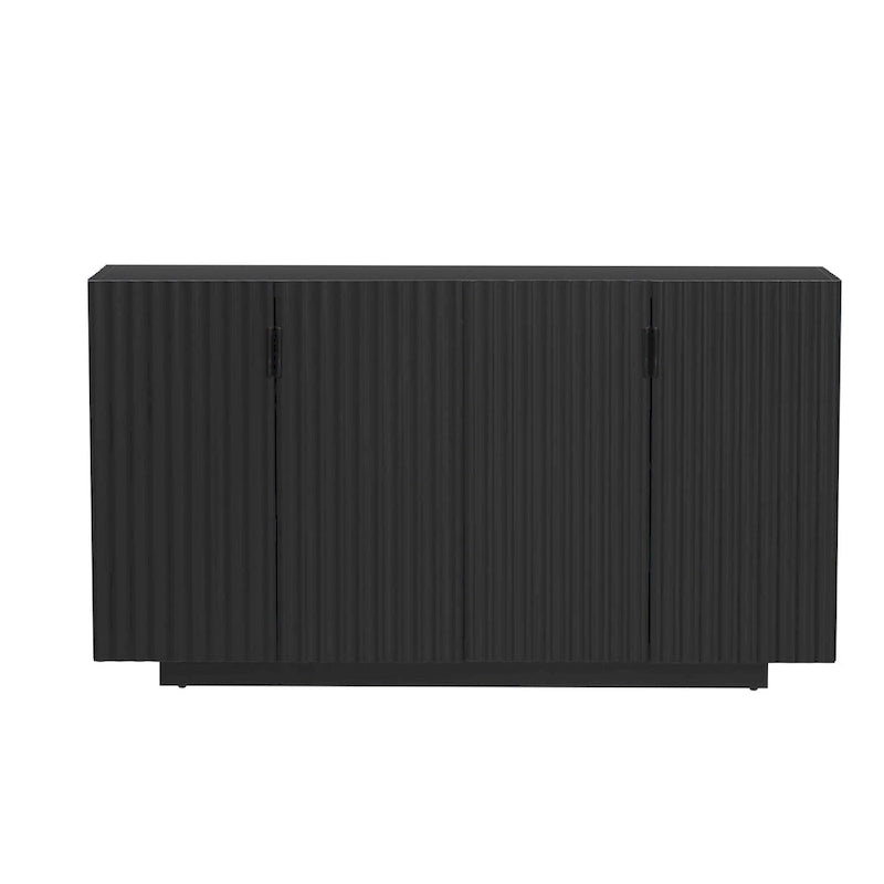 Buffet à 4 portes cannelées avec étagères réglables