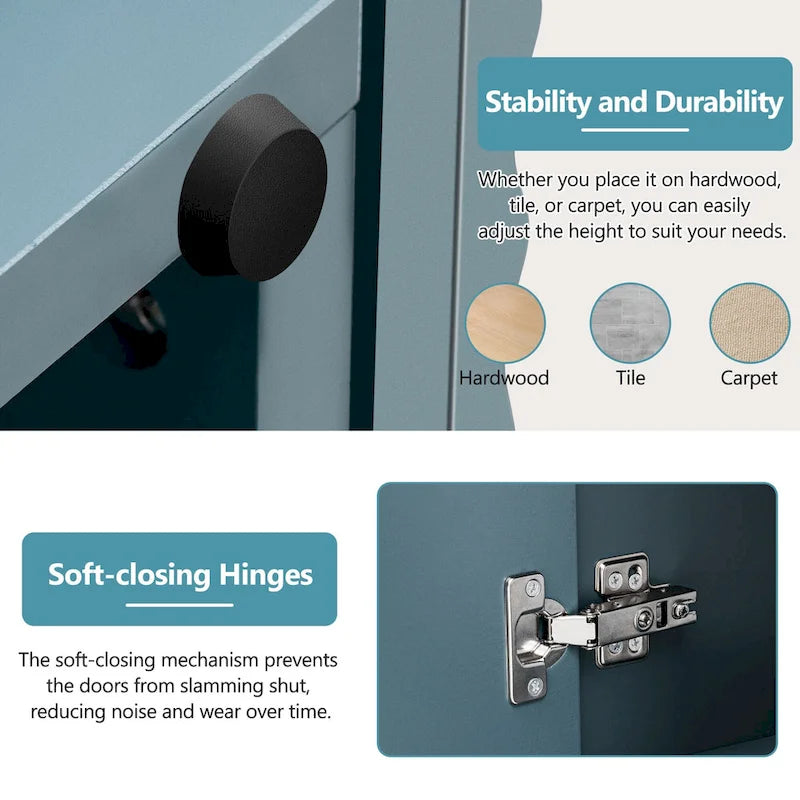 Buffet à 4 portes cannelées avec étagères réglables