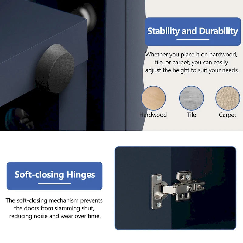 Buffet à 4 portes cannelées avec étagères réglables