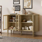 Buffet de style campagnard avec portes vitrées et étagères réglables