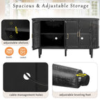 Buffet de style campagnard avec portes vitrées et étagères réglables