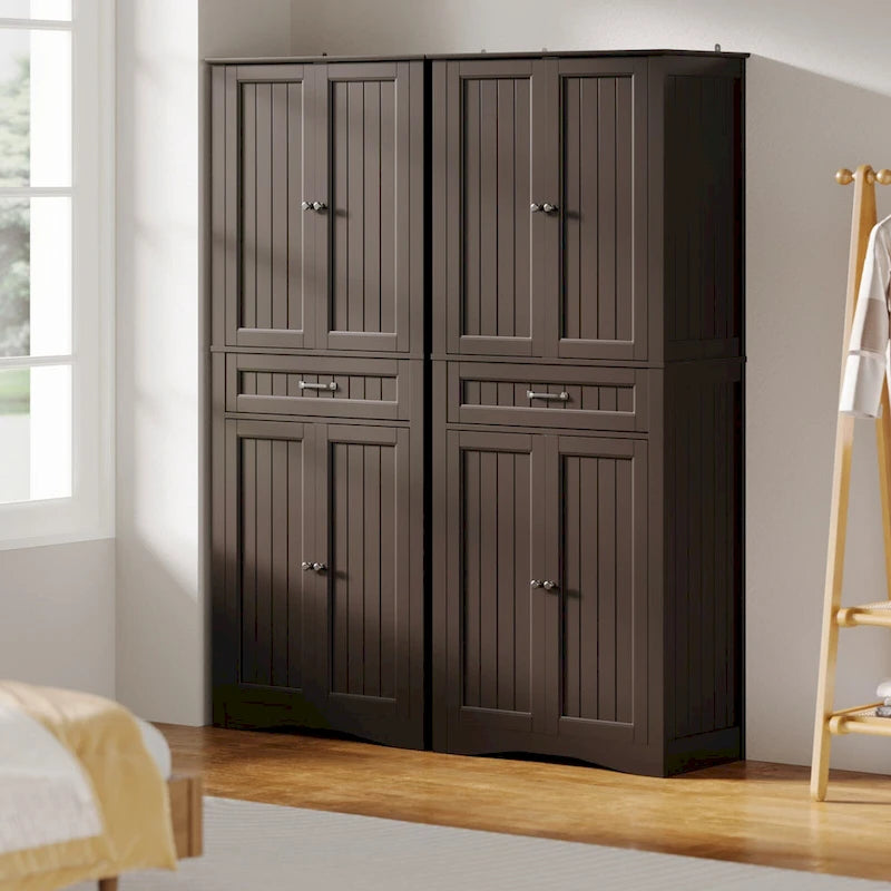Armoire de rangement pour garde-manger de cuisine 71, meuble de rangement autoportant avec 4 portes et 4 étagères réglables