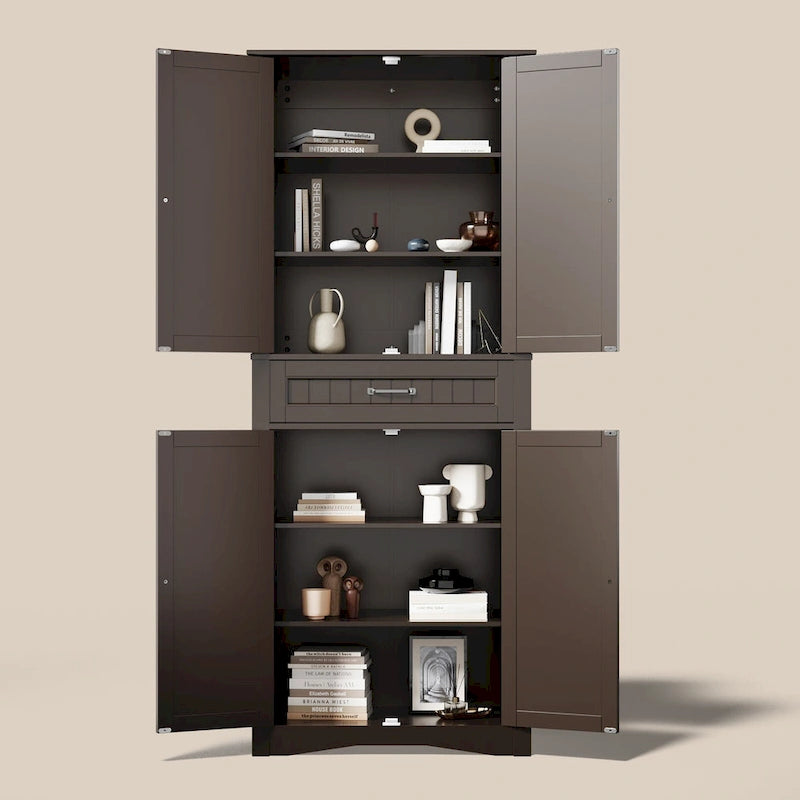 Armoire de rangement pour garde-manger de cuisine 71, meuble de rangement autoportant avec 4 portes et 4 étagères réglables